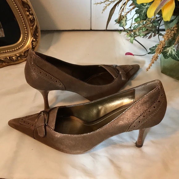 Anne Klein Bronze Suede Pumps - Picture 1 of 8